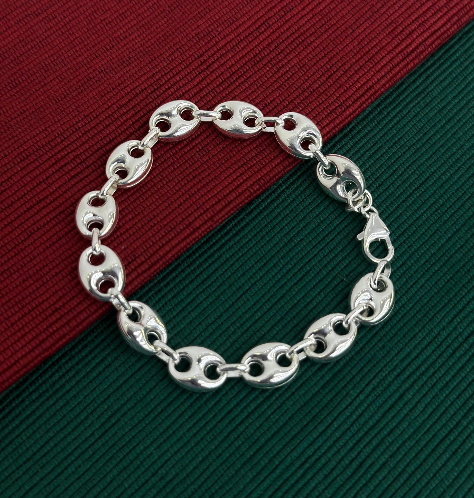 Milano Coffee Bean Men’s Silver Bracelet