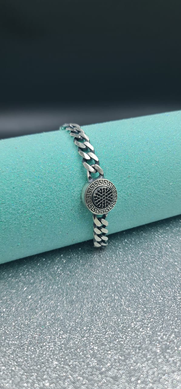Ares Noir Oxidised Silver Bracelet