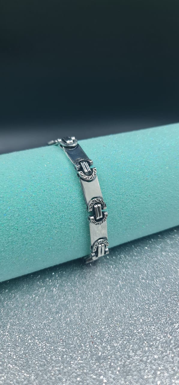 Ares Link Oxidised Silver Bracelet