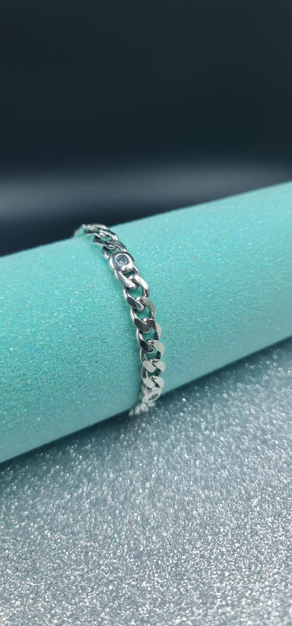 Noor Curb Oxidised Silver Bracelet