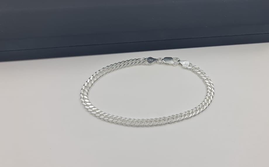 Ares Double Curb Silver Bracelet