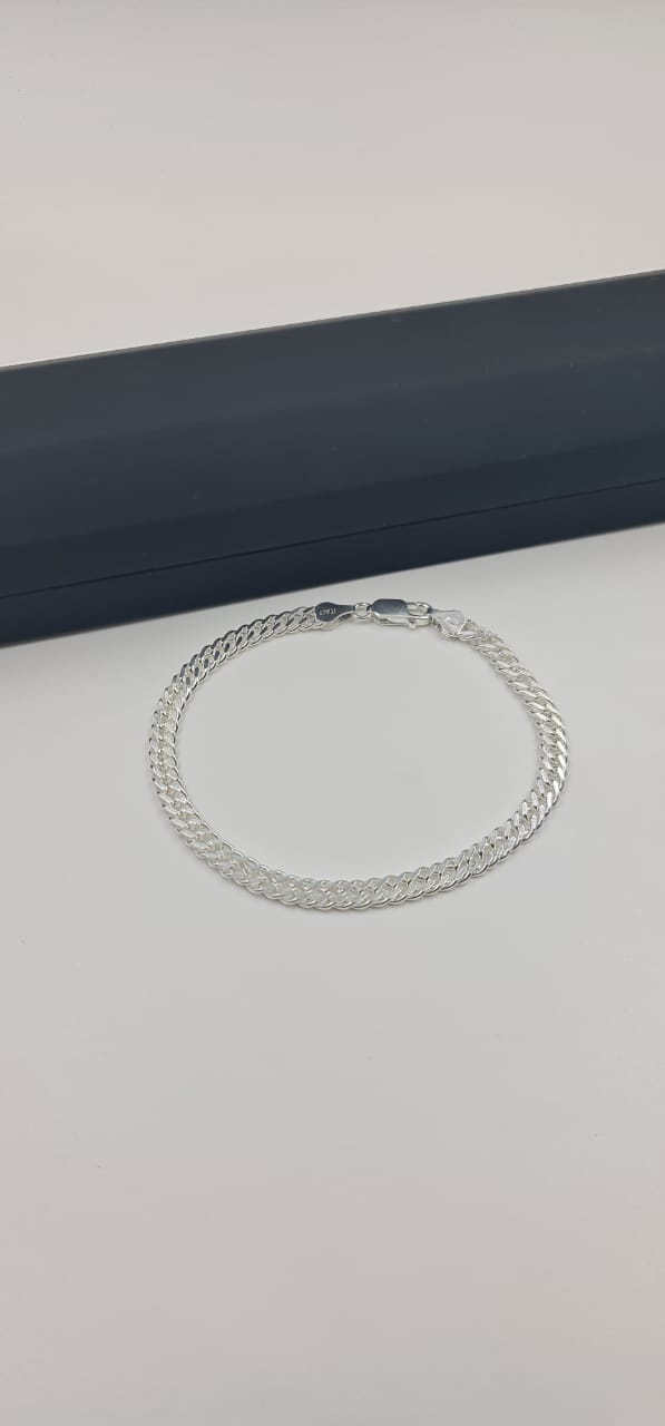 Titan Double Curb Silver Bracelet