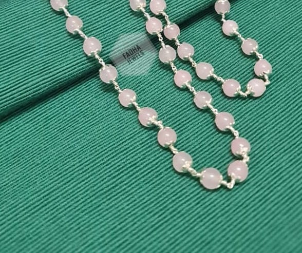 Sphatik Rose Grace Pink Quartz Silver Necklace