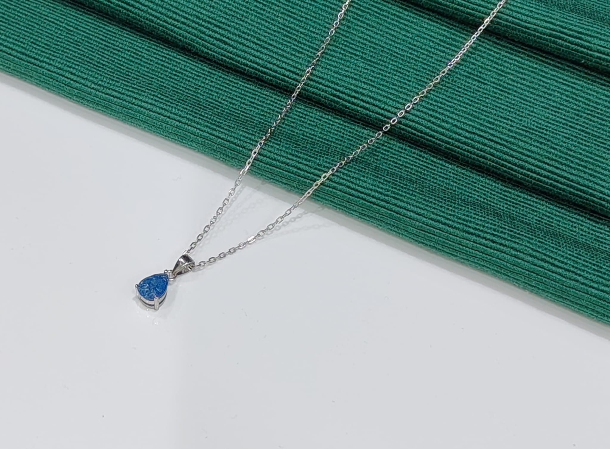Azure Drop Silver Necklace